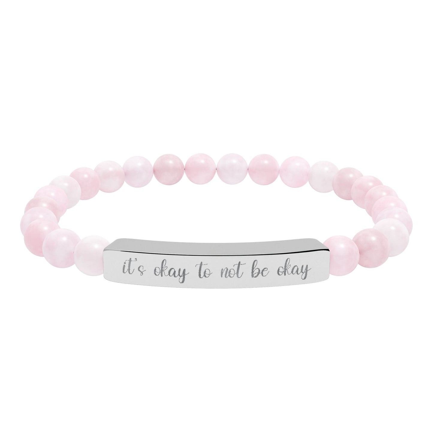 It’s Okay to Not Be Okay Natural Stone Engraved Bar Bracelet Printify