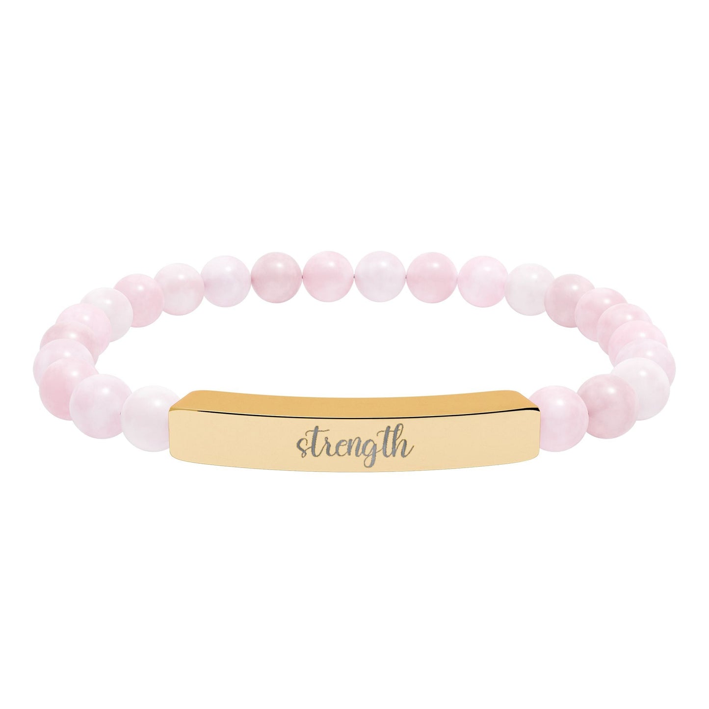 Strength Natural Stone Engraved Bar Bracelet Printify