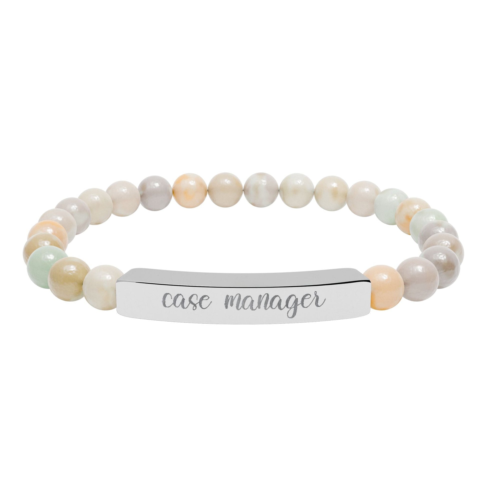 Case Manager Natural Stone Engraved Bar Bracelet Printify