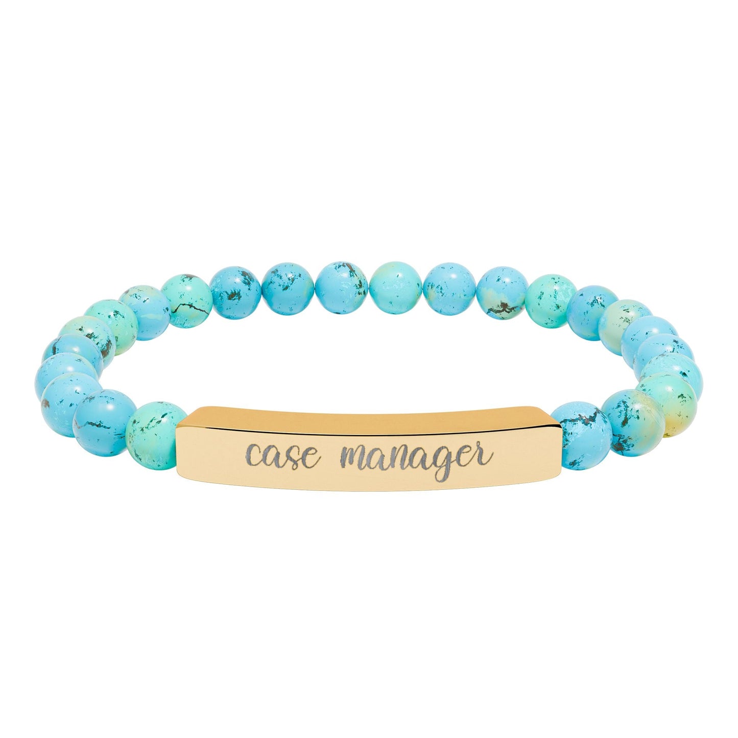 Case Manager Natural Stone Engraved Bar Bracelet Printify