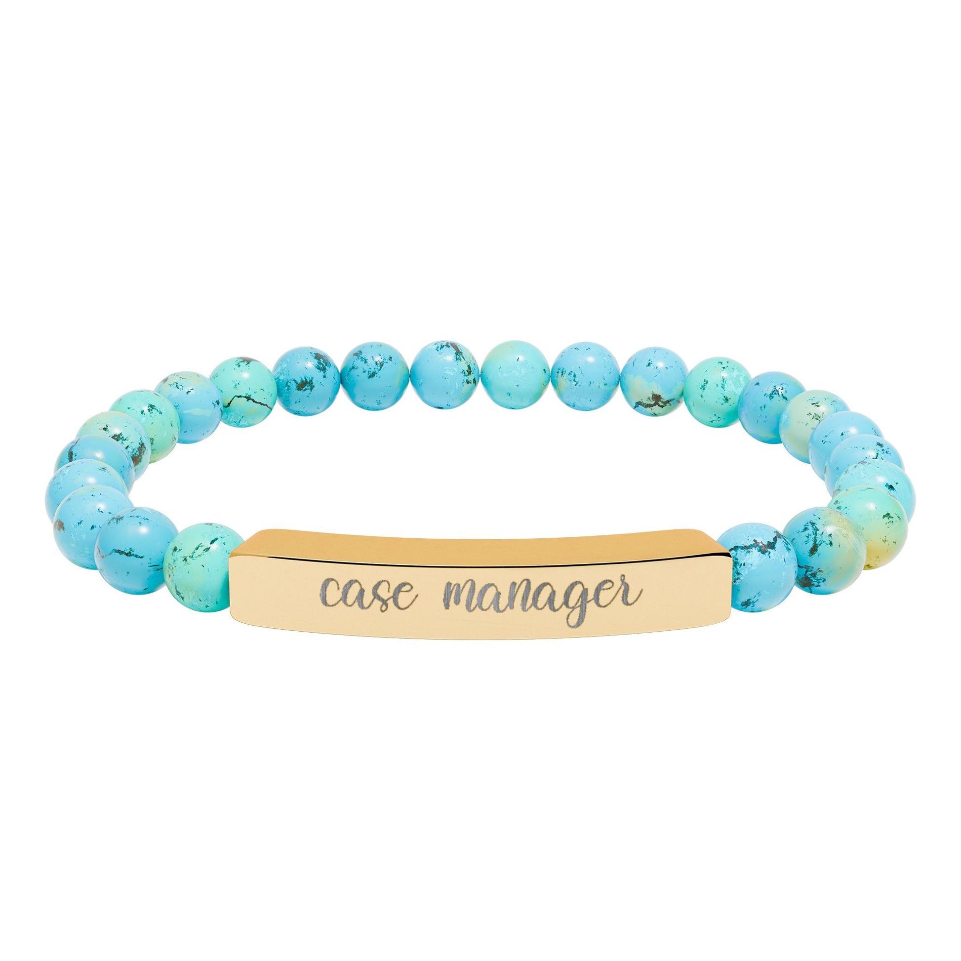 Case Manager Natural Stone Engraved Bar Bracelet Printify
