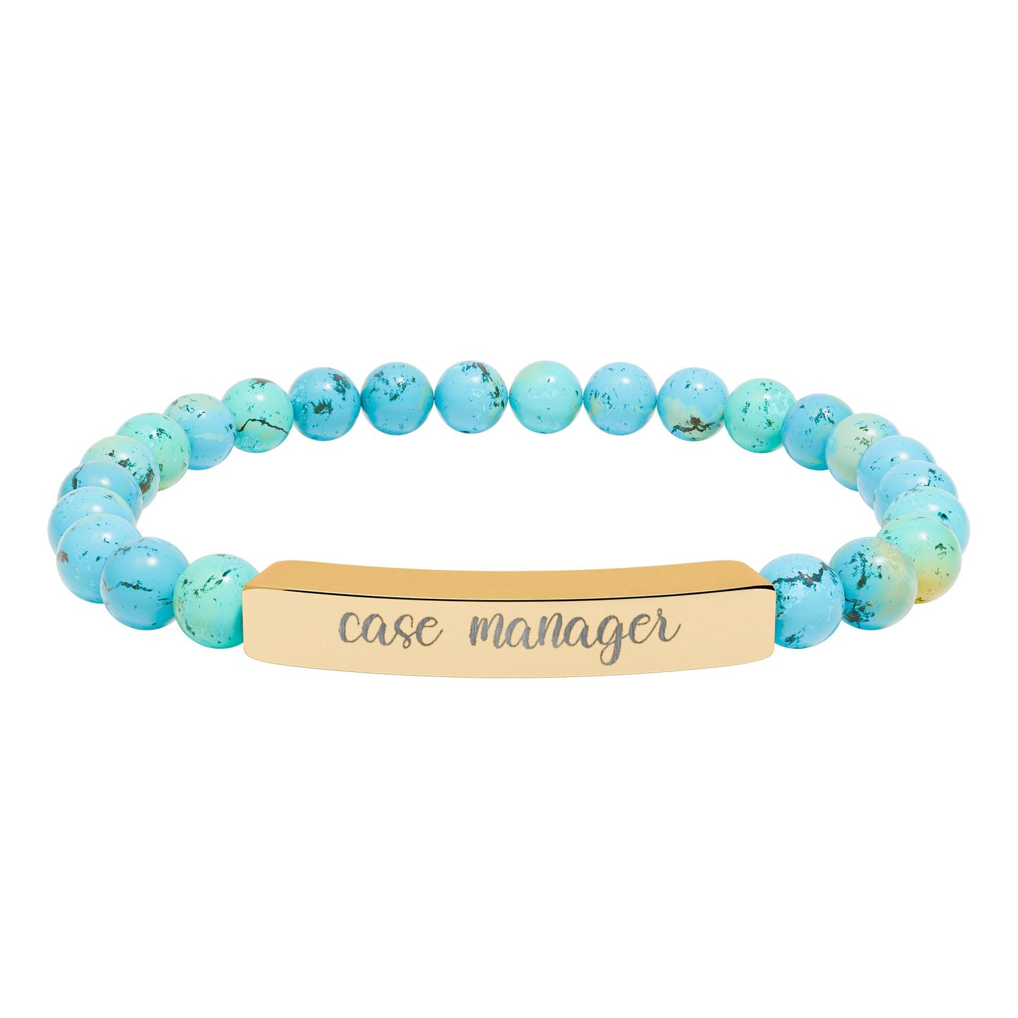 Case Manager Natural Stone Engraved Bar Bracelet