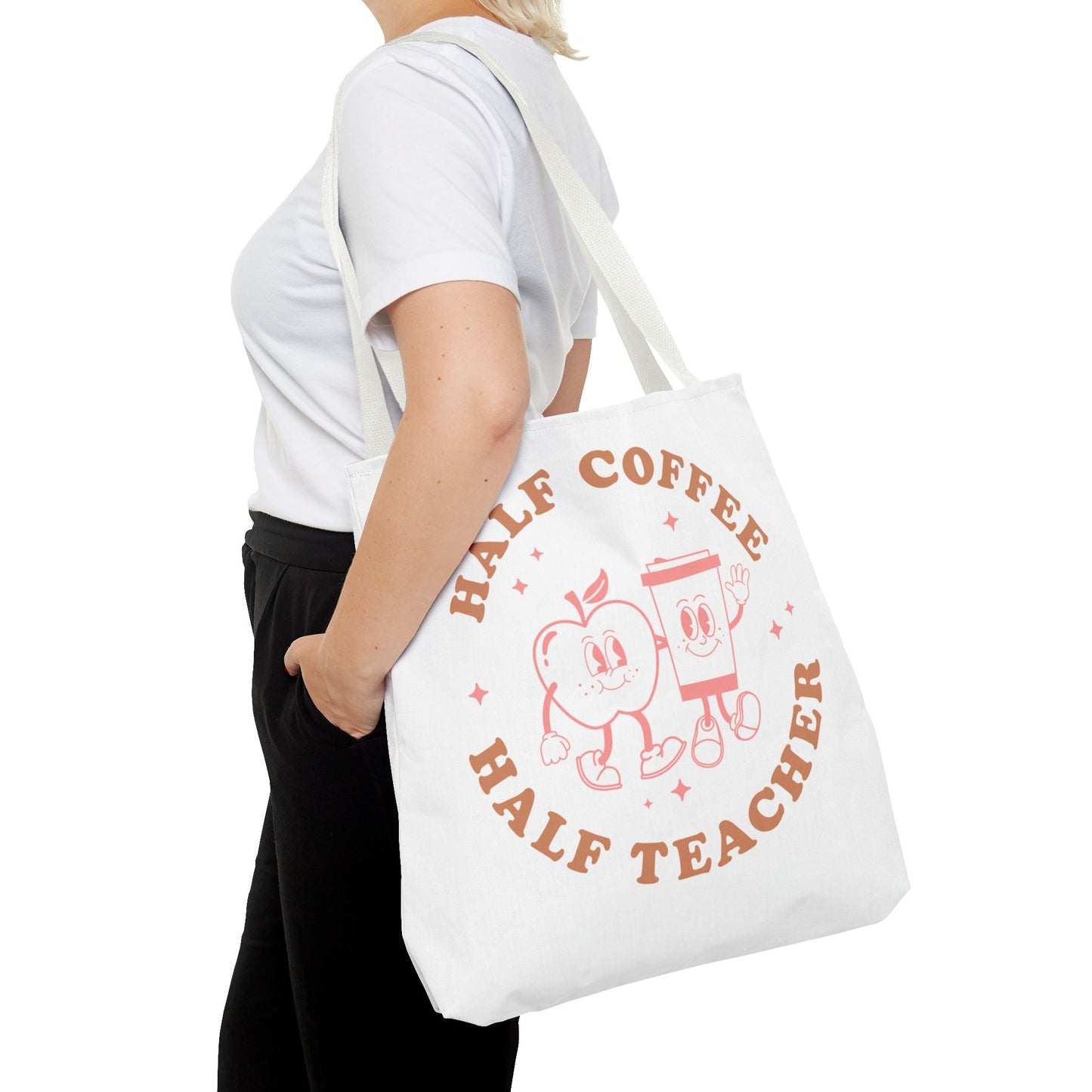 Half Coffee Half Teacher Tote Printify