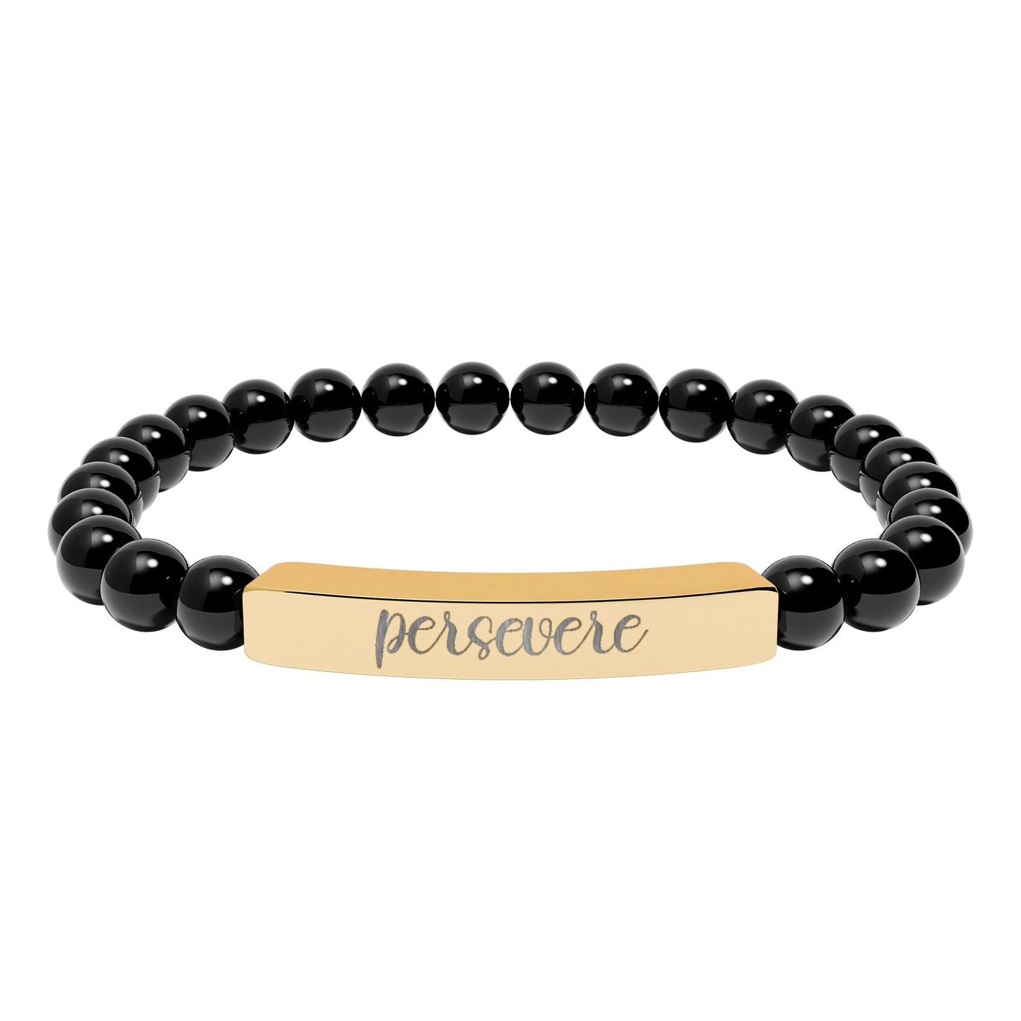 Persevere Natural Stone Engraved Bar Bracelet Printify