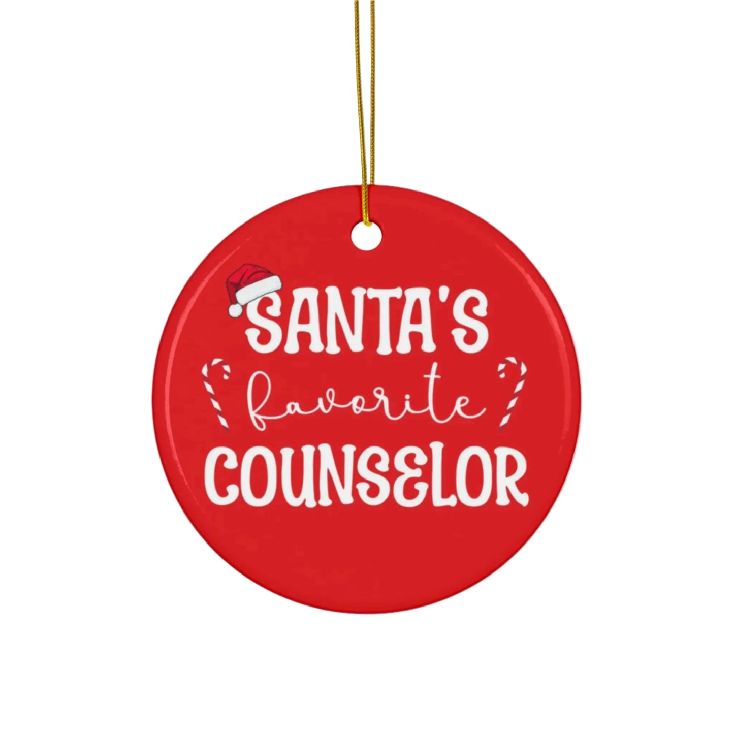 Santa's Favorite Counselor Ornament Printify