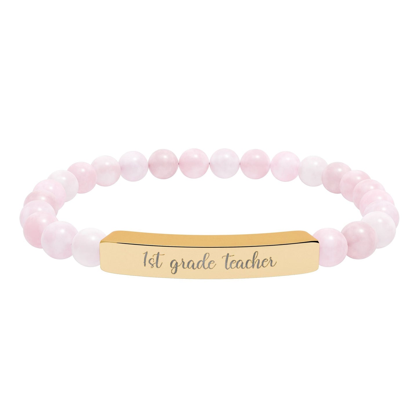Custom Grade Level Teacher Natural Stone Bar Bracelet Printify