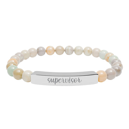 Supervisor Engraved Natural Stone Bar Bracelet
