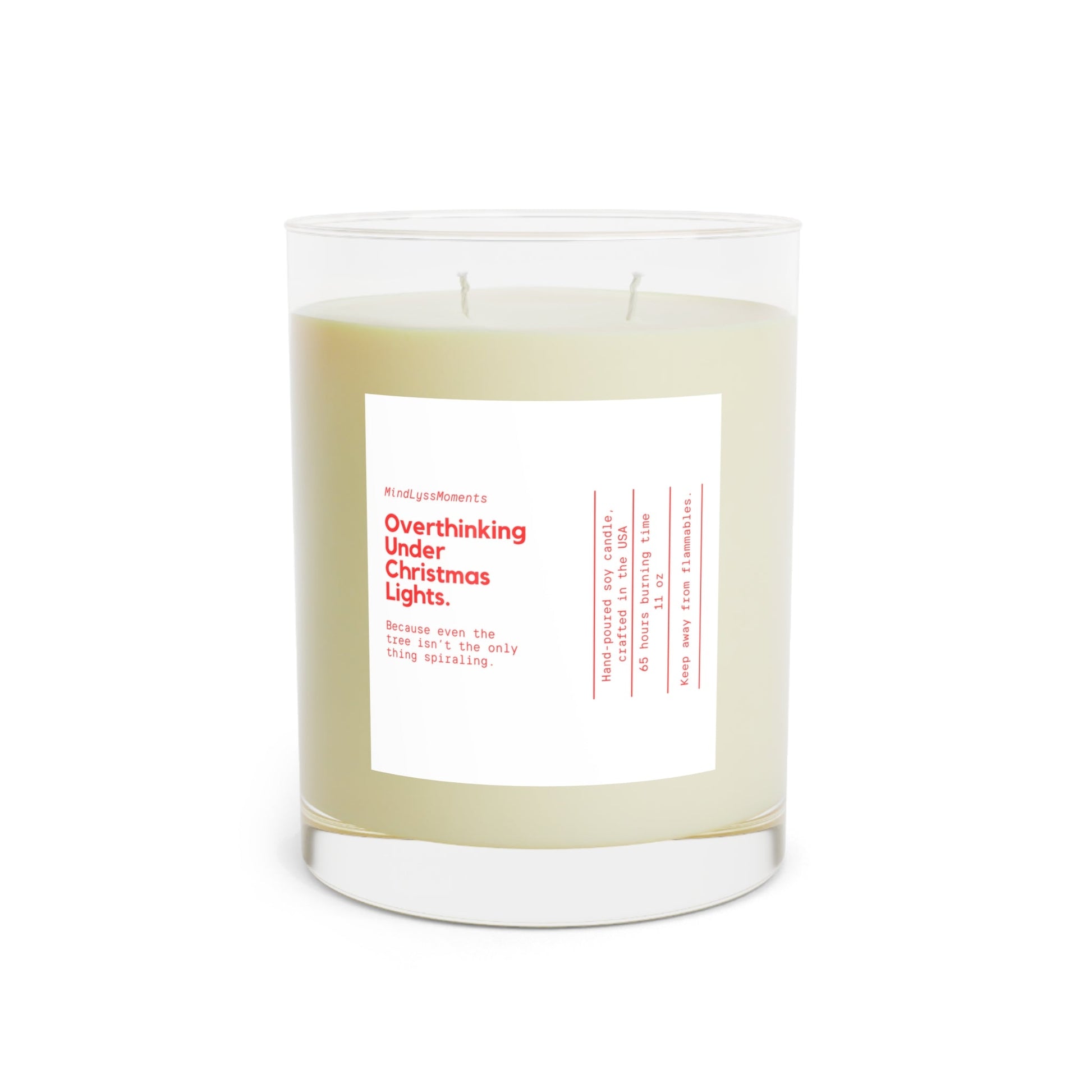 Overthinking Under Christmas Lights Candle (11oz) Printify