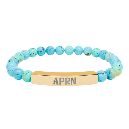 APRN Natural Stone Engraved Bar Bracelet