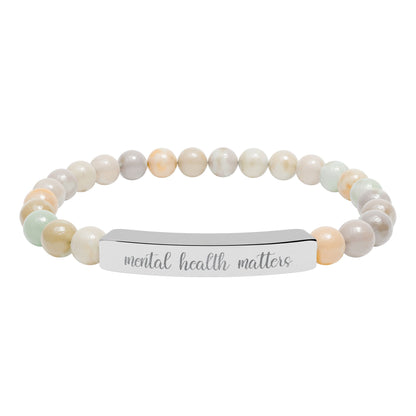 Mental Health Matters Natural Stone Engraved Bar Bracelet