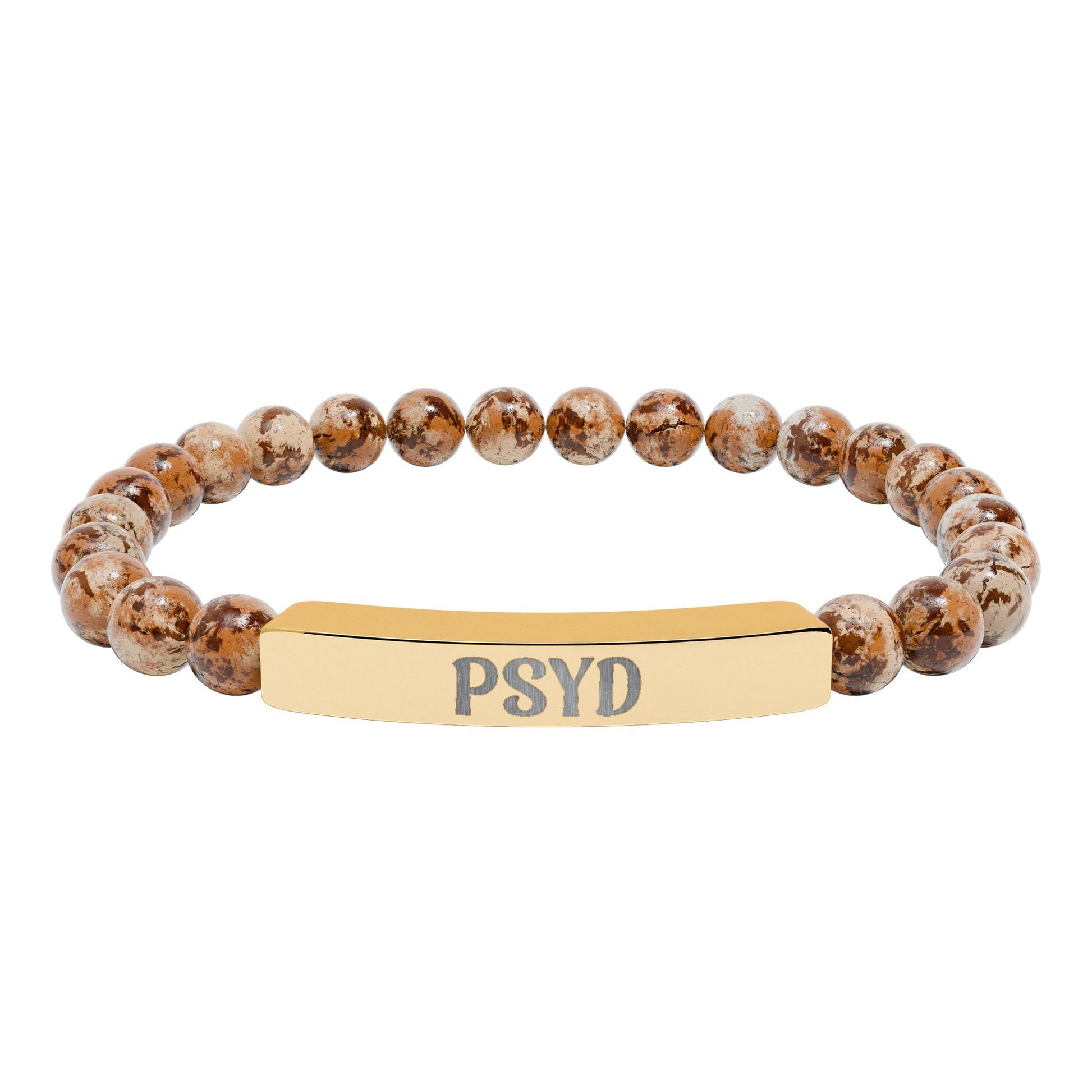 PsyD Natural Stone Engraved Bar Bracelet Printify