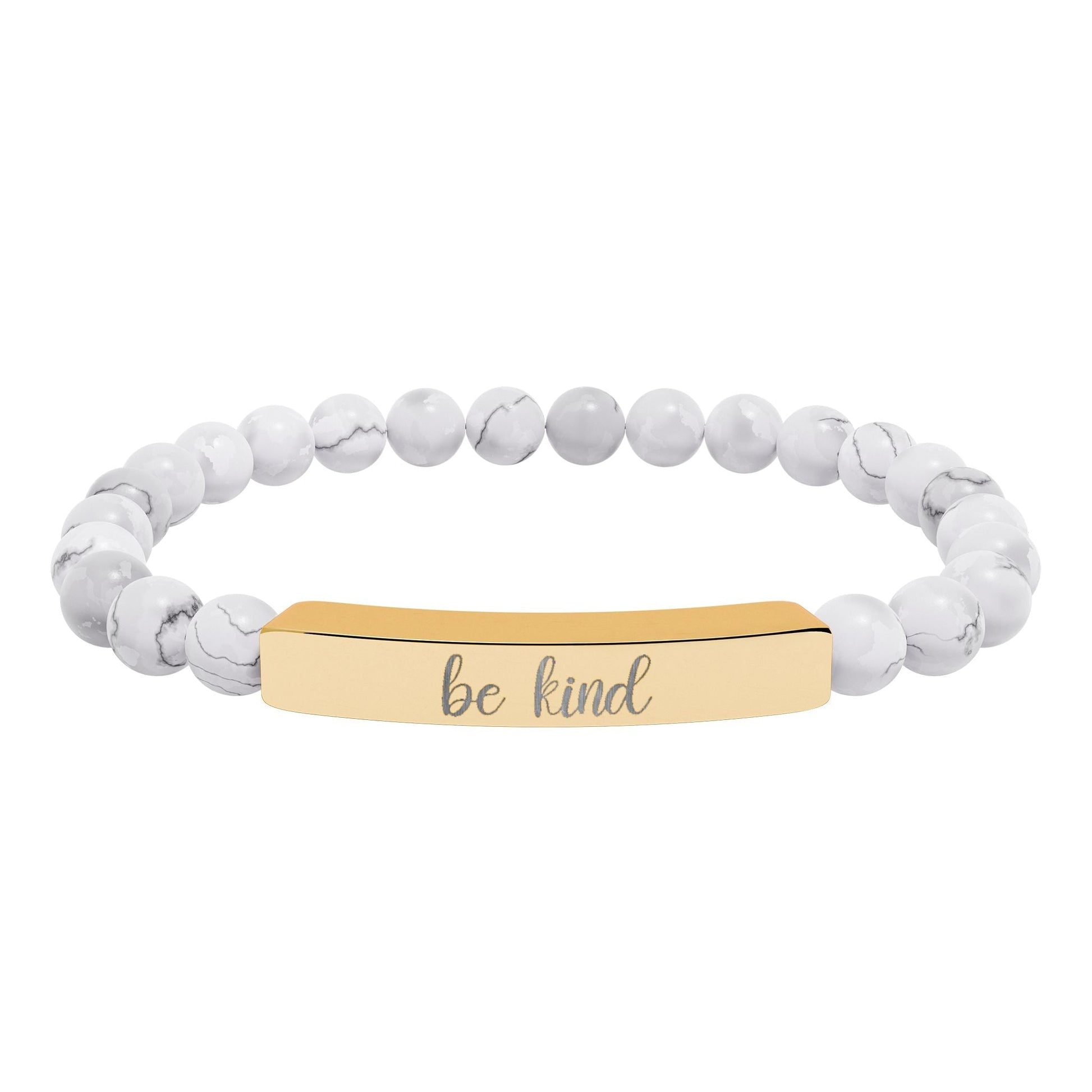 Be Kind Natural Stone Engraved Bar Bracelet Printify