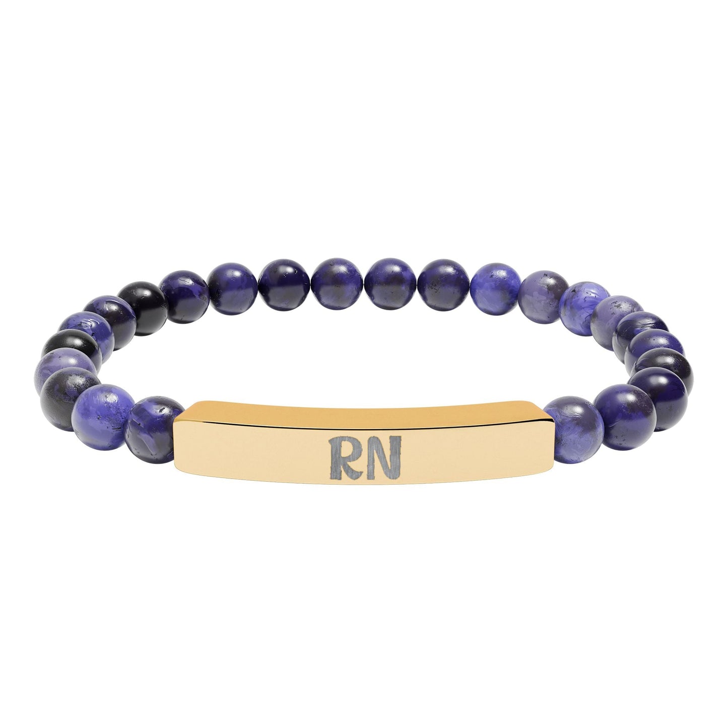RN Natural Stone Engraved Bar Bracelet Printify