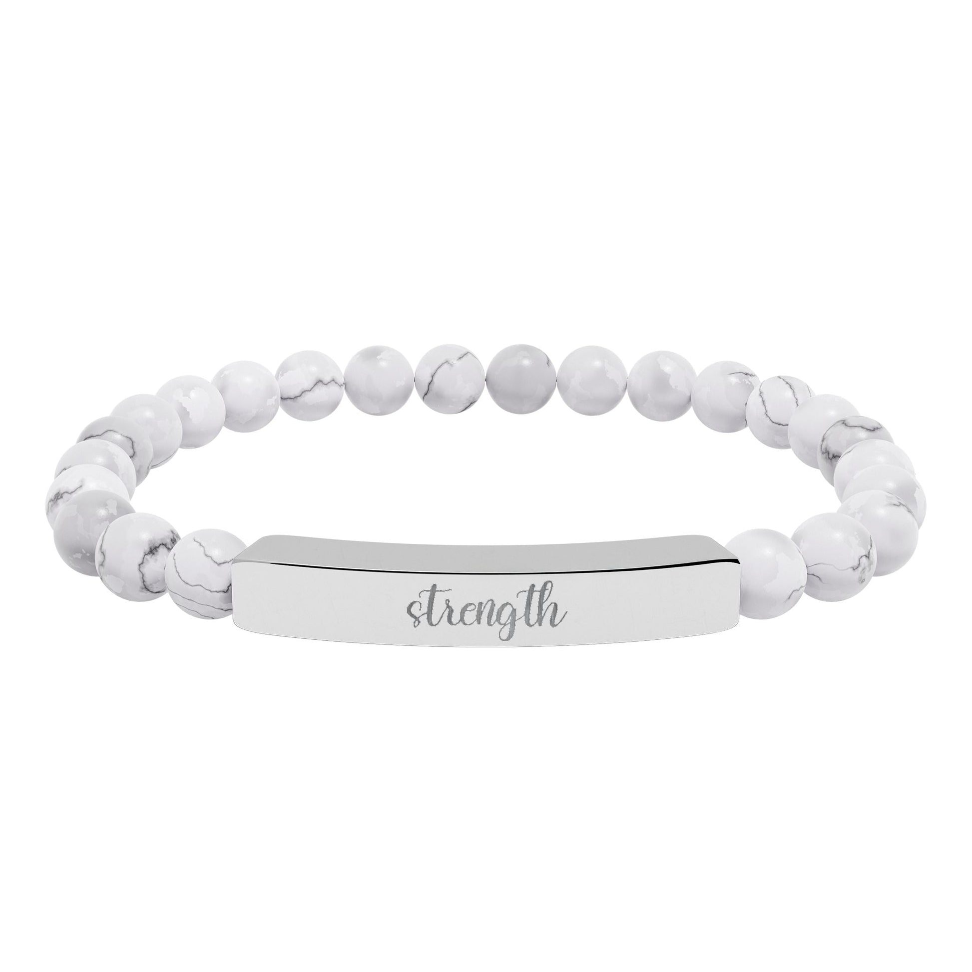 Strength Natural Stone Engraved Bar Bracelet Printify