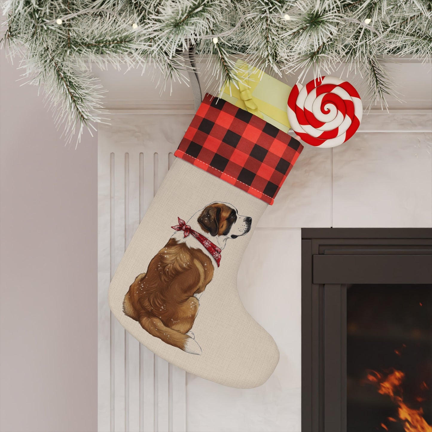 St. Bernard Christmas Stocking - Personalization Available! Printify