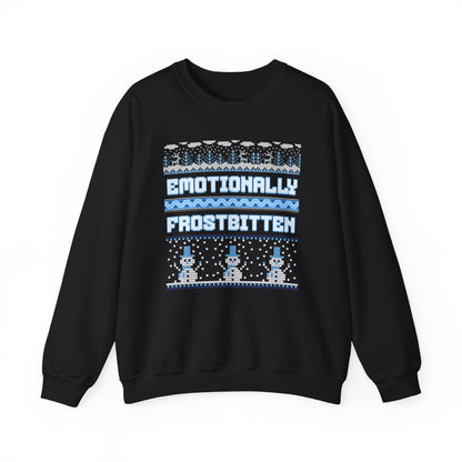 Emotionally Frostbitten Ugly Christmas Crewneck Printify
