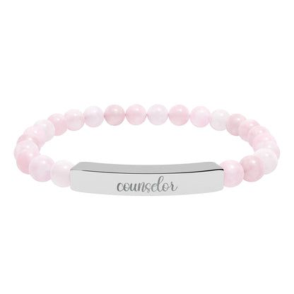 Counselor Natural Stone Engraved Bar Bracelet