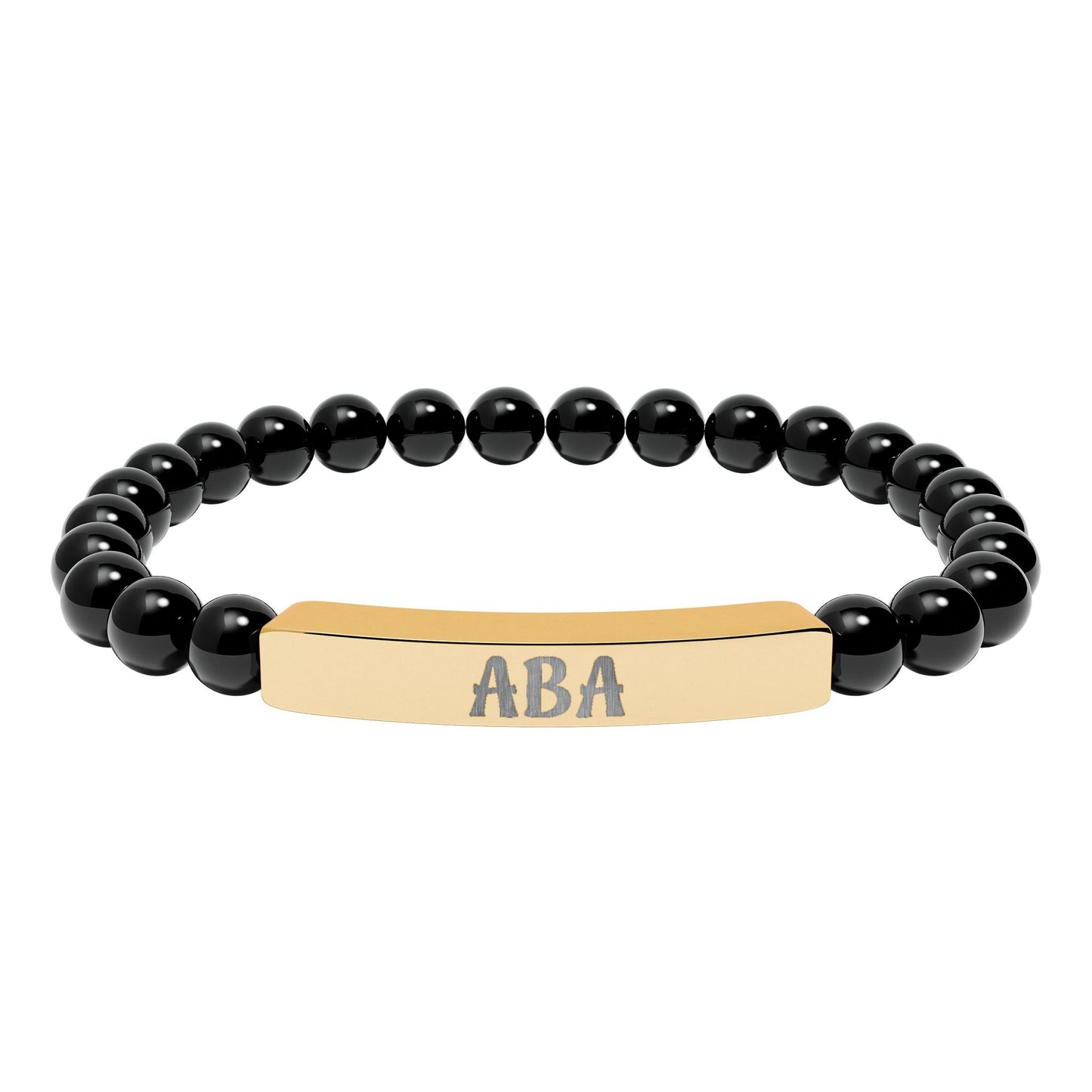 ABA Natural Stone Engraved Bar Bracelet Printify