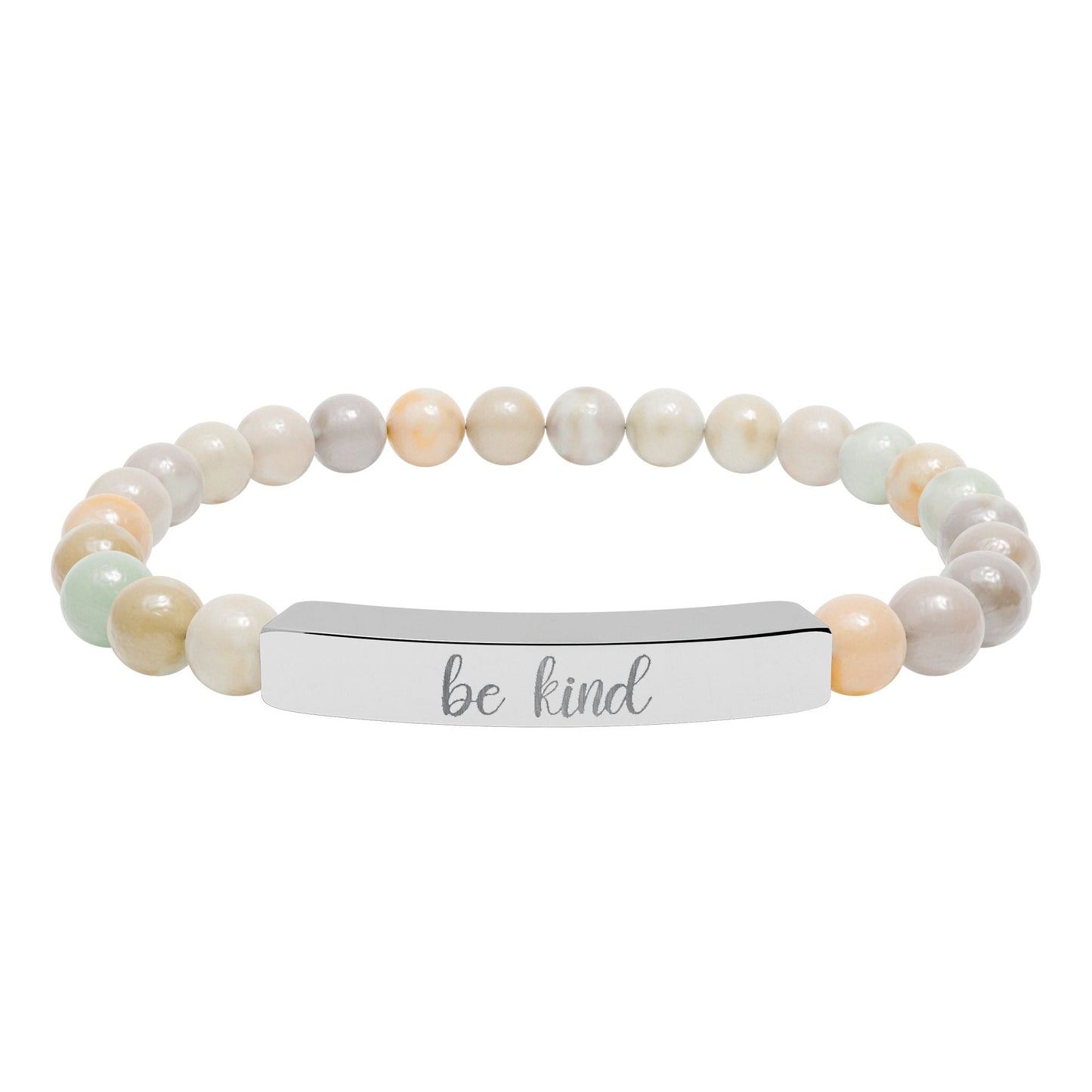 Be Kind Natural Stone Engraved Bar Bracelet Printify