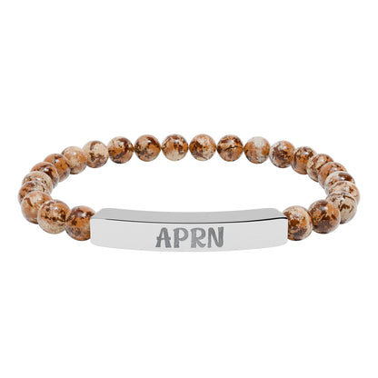APRN Natural Stone Engraved Bar Bracelet