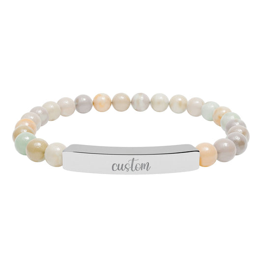 Custom Engraved Natural Stone Bar Bracelet Printify