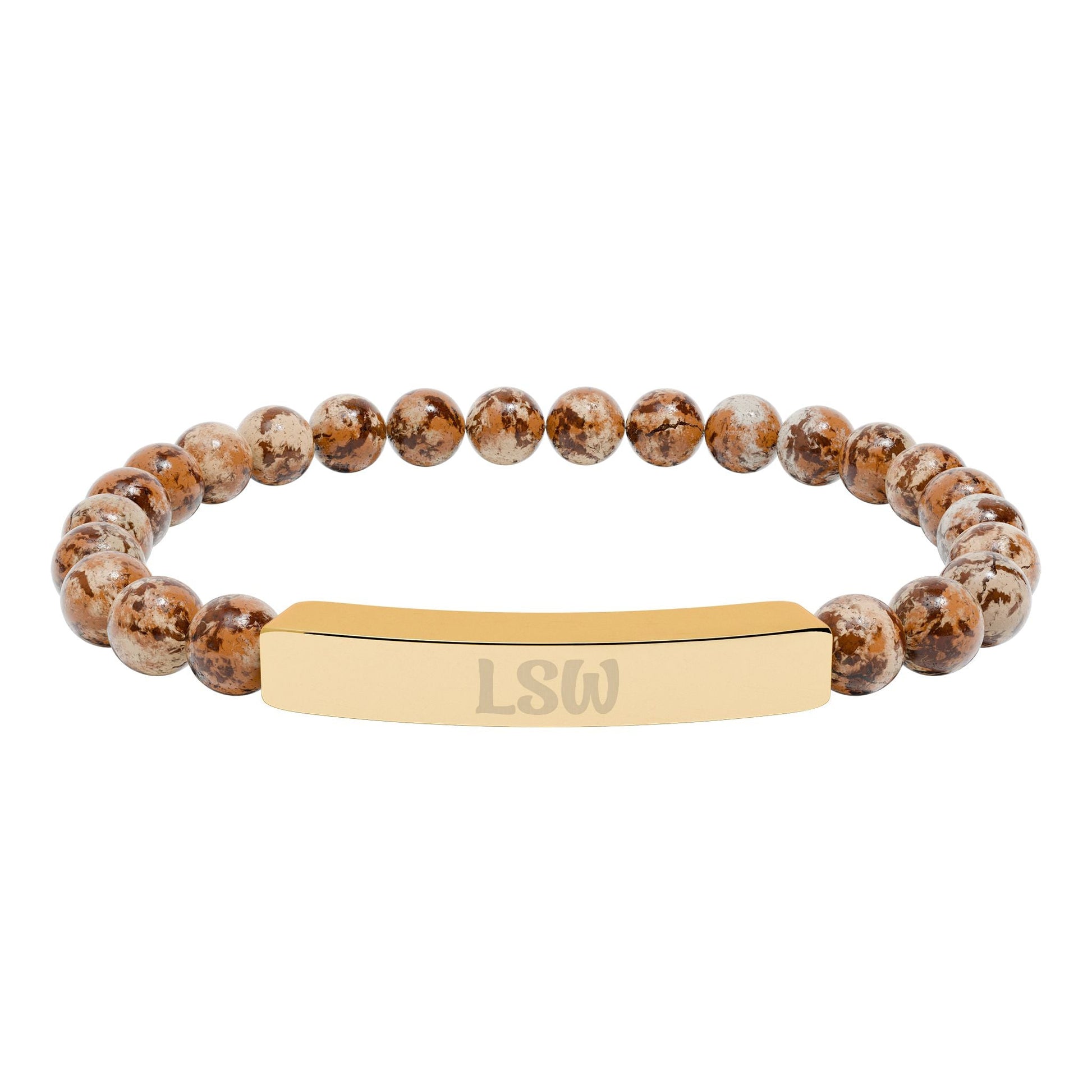 LSW Natural Stone Engraved Bar Bracelet Printify