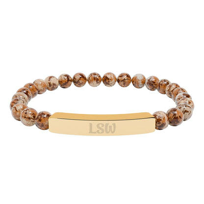 LSW Natural Stone Engraved Bar Bracelet