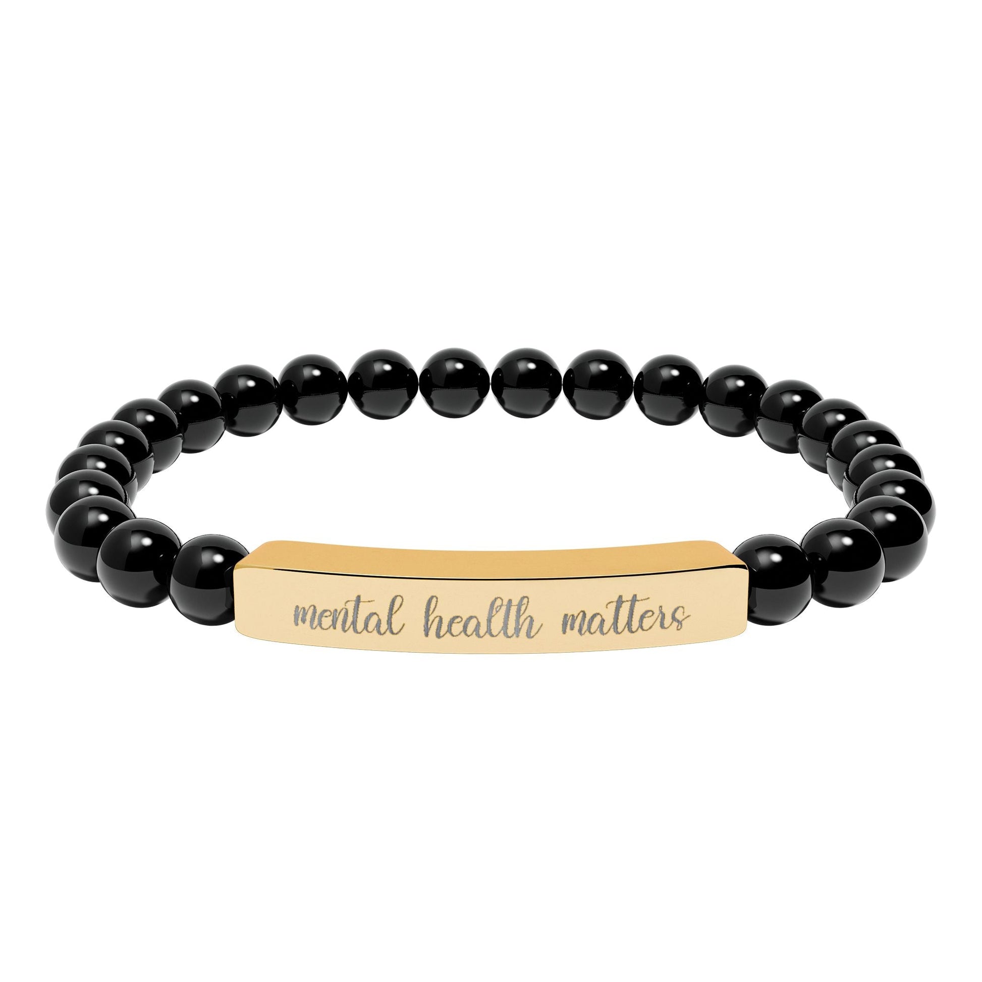 Mental Health Matters Natural Stone Engraved Bar Bracelet Printify