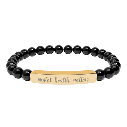 Mental Health Matters Natural Stone Engraved Bar Bracelet