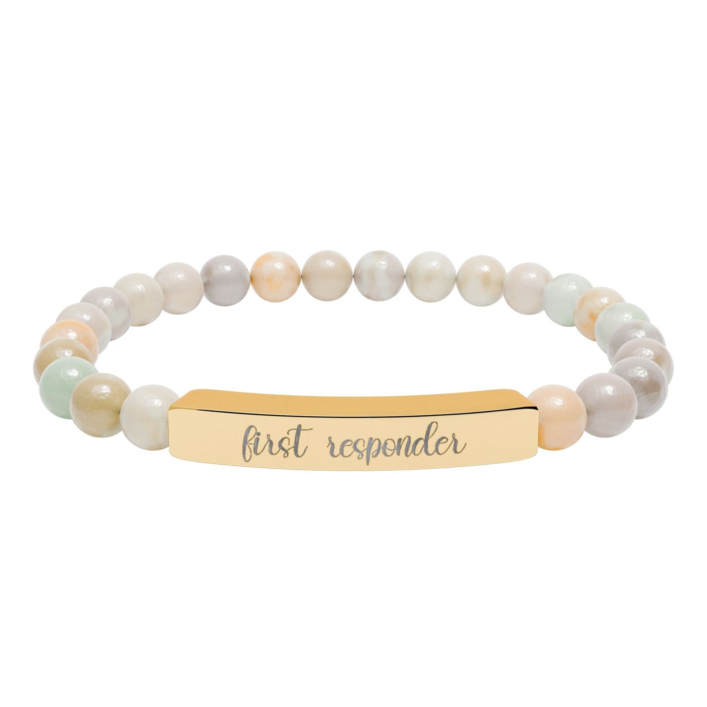 First Responder Natural Stone Engraved Bar Bracelet Printify