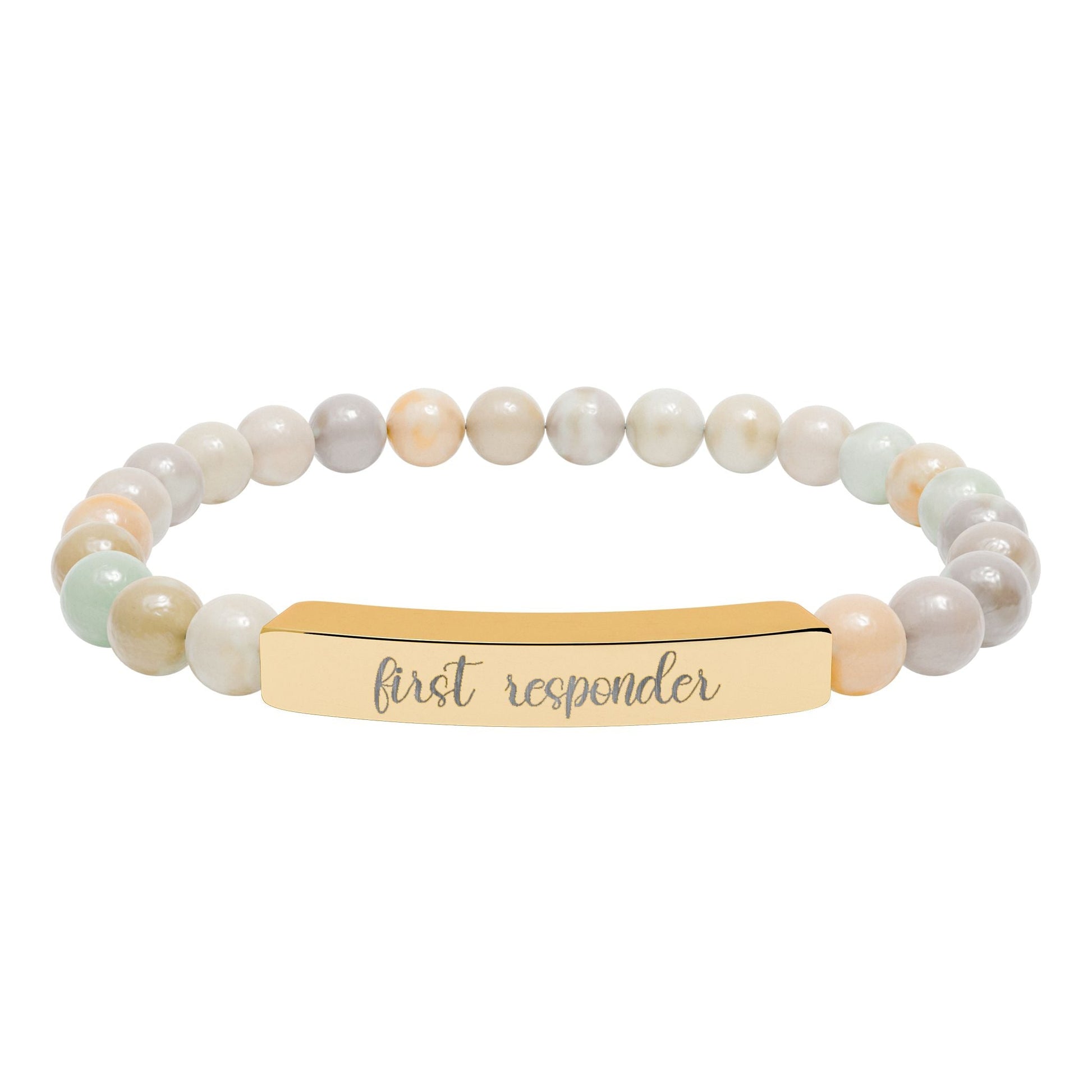First Responder Natural Stone Engraved Bar Bracelet Printify