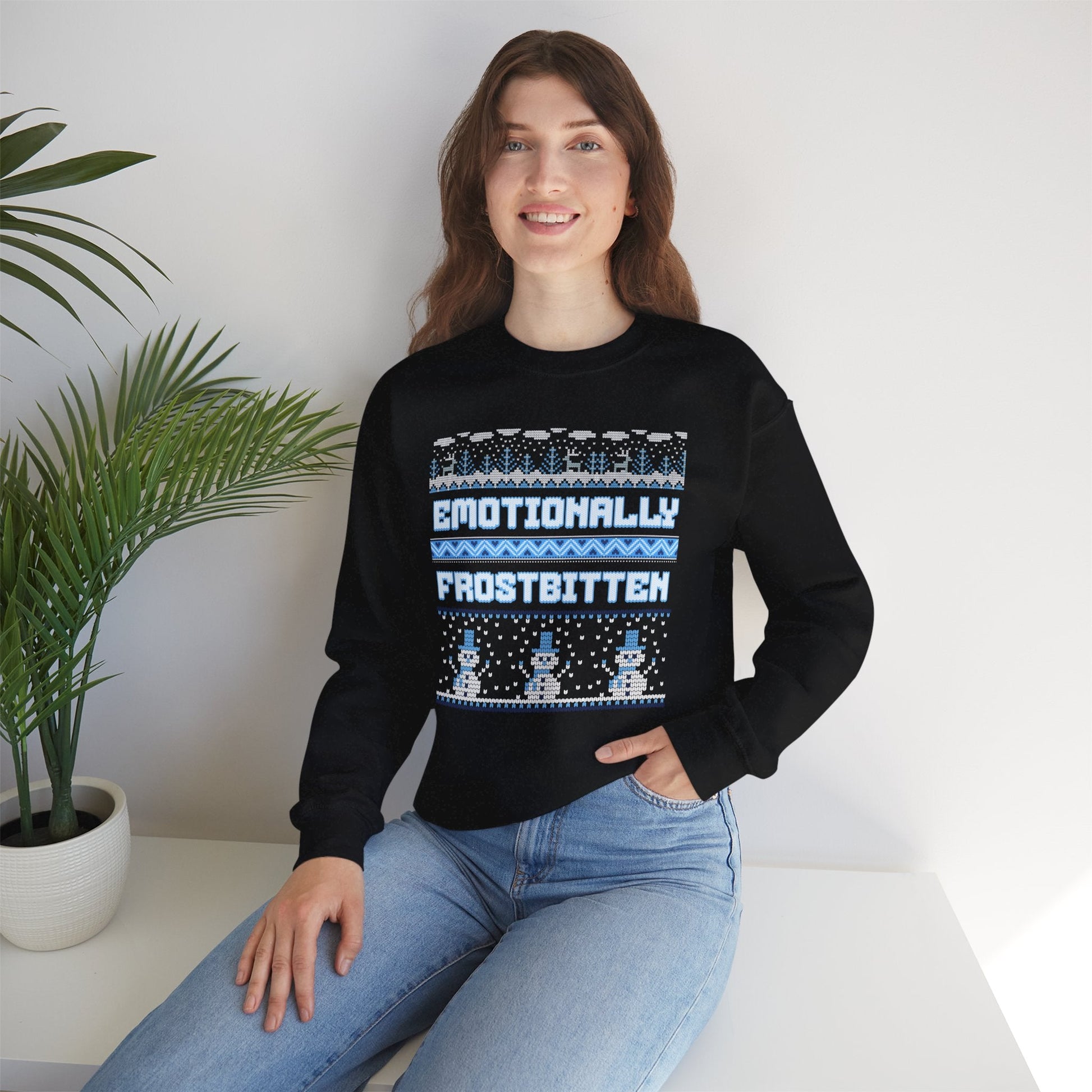 Emotionally Frostbitten Ugly Christmas Crewneck Printify