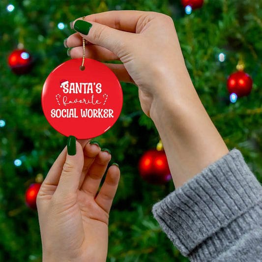 Santa's Favorite Social Worker Ornament Printify