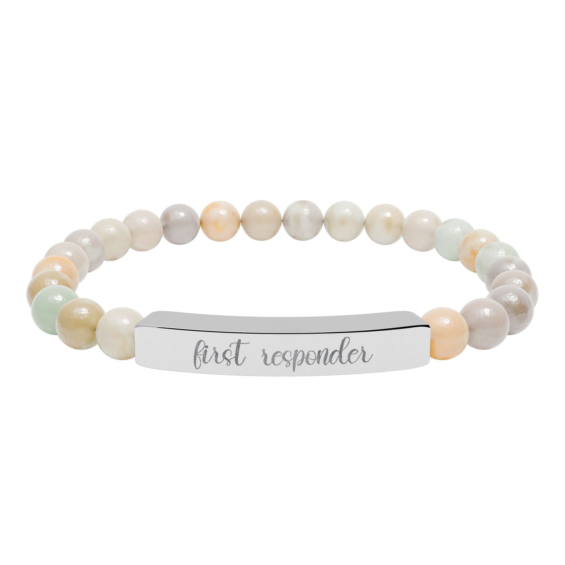 First Responder Natural Stone Engraved Bar Bracelet Printify