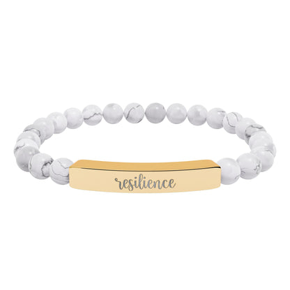 Resilience Natural Stone Engraved Bar Bracelet