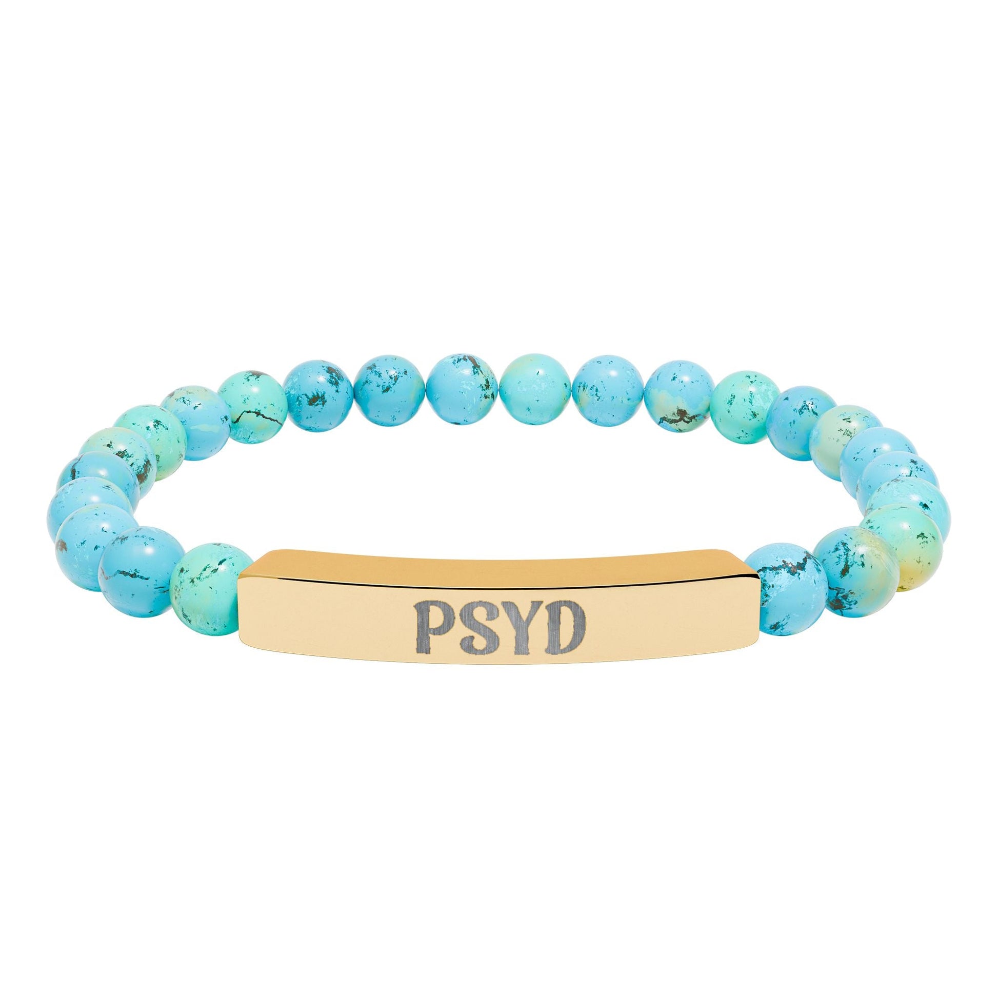 PsyD Natural Stone Engraved Bar Bracelet Printify