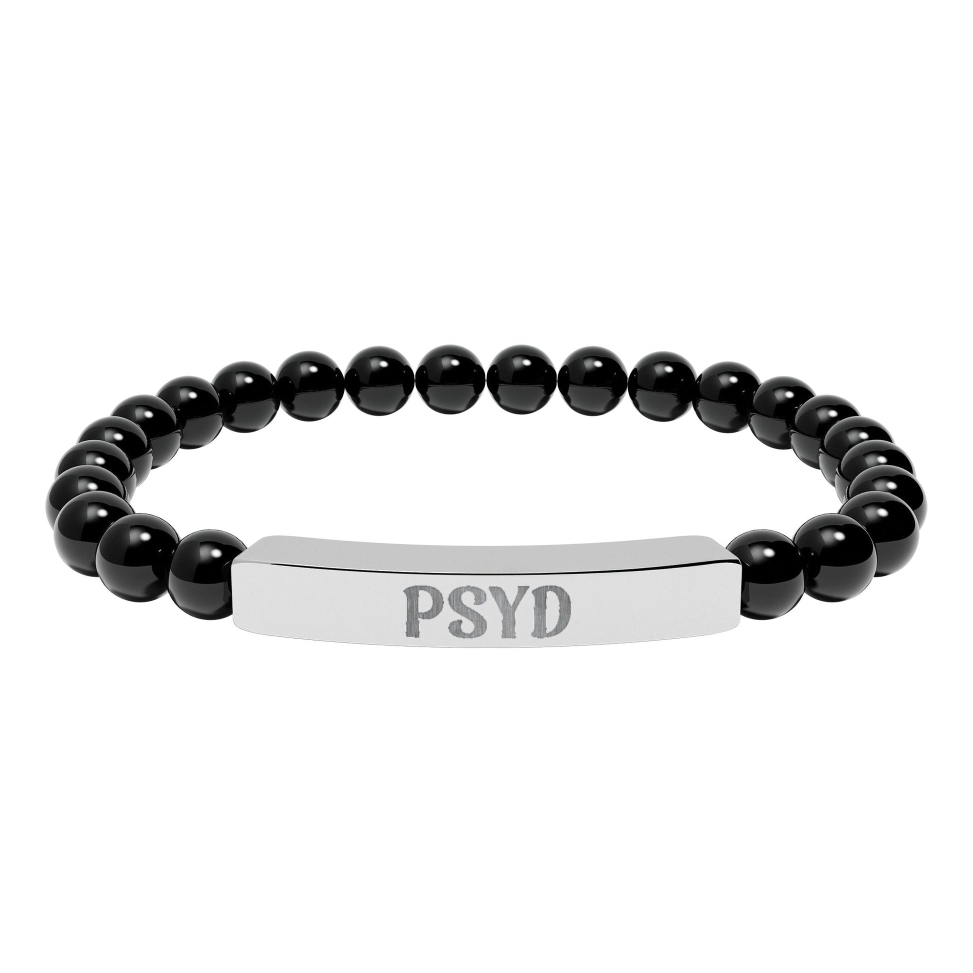 PsyD Natural Stone Engraved Bar Bracelet Printify