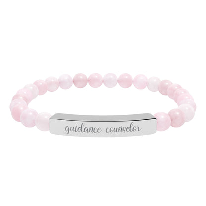 Guidance Counselor Natural Stone Engraved Bar Bracelet