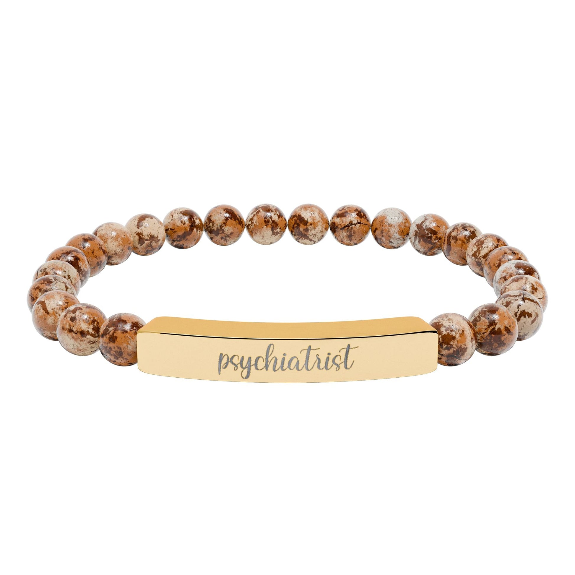 Psychiatrist Natural Stone Engraved Bar Bracelet Printify
