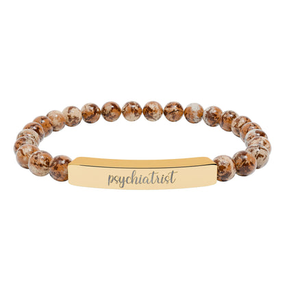 Psychiatrist Natural Stone Engraved Bar Bracelet
