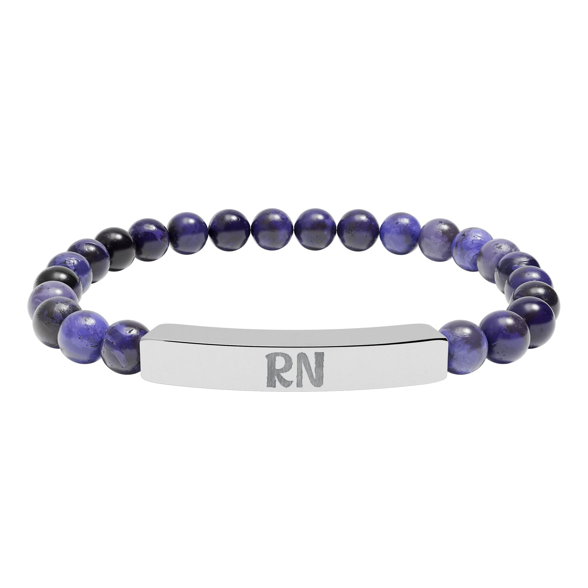 RN Natural Stone Engraved Bar Bracelet Printify
