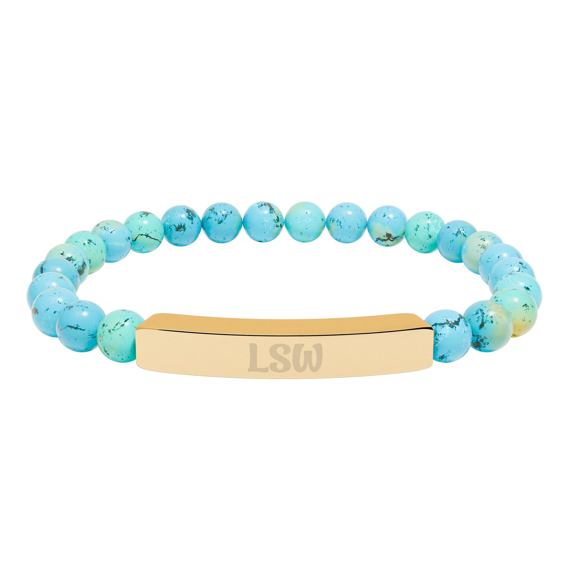 LSW Natural Stone Engraved Bar Bracelet Printify