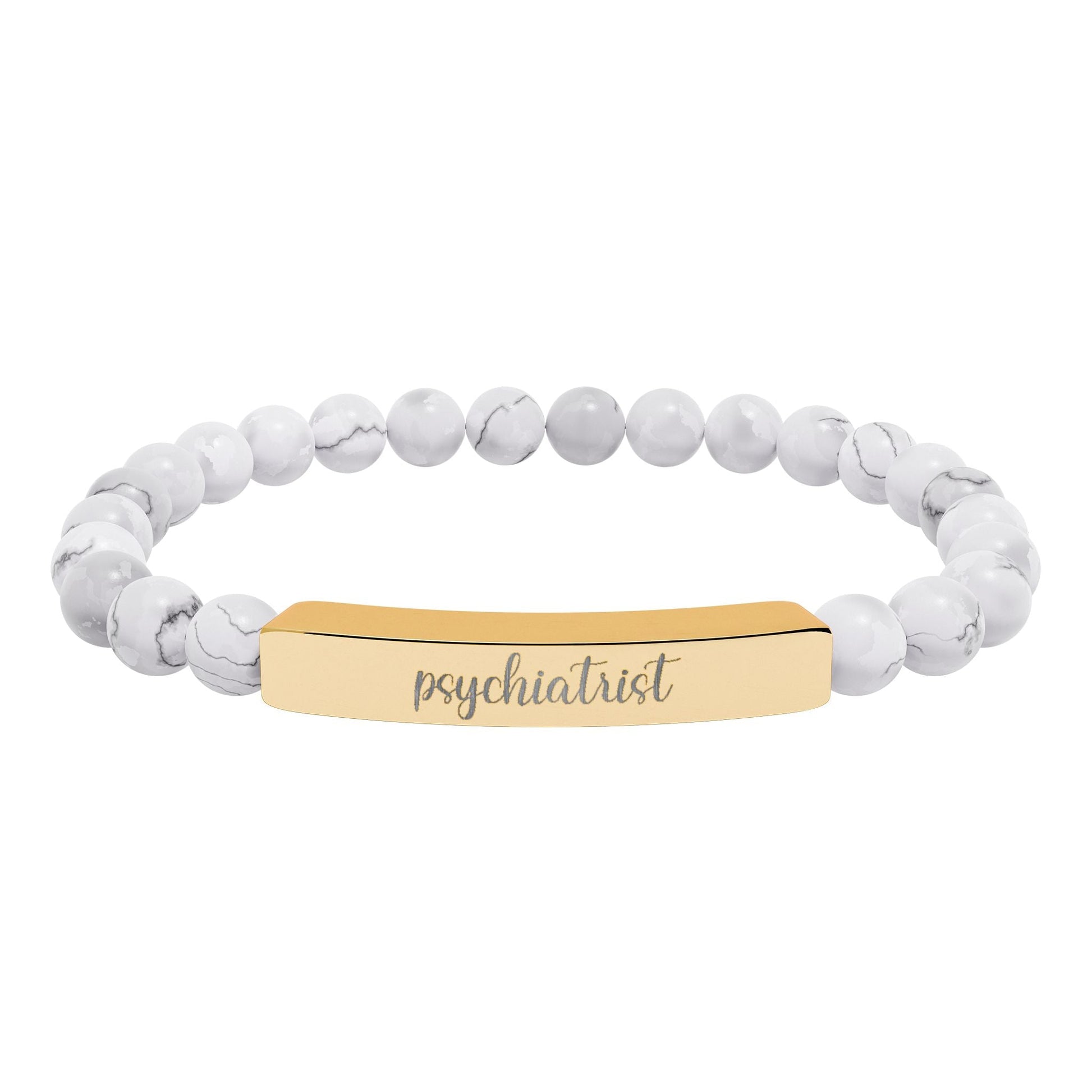 Psychiatrist Natural Stone Engraved Bar Bracelet Printify