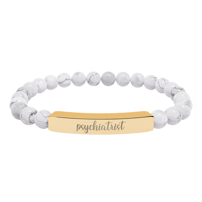 Psychiatrist Natural Stone Engraved Bar Bracelet
