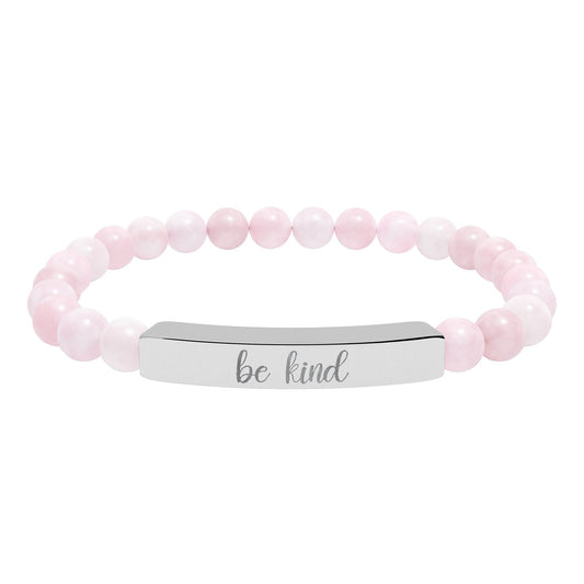 Be Kind Natural Stone Engraved Bar Bracelet Printify