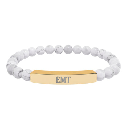 EMT Natural Stone Engraved Bar Bracelet