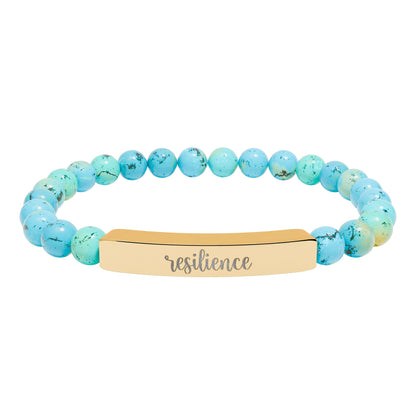 Resilience Natural Stone Engraved Bar Bracelet