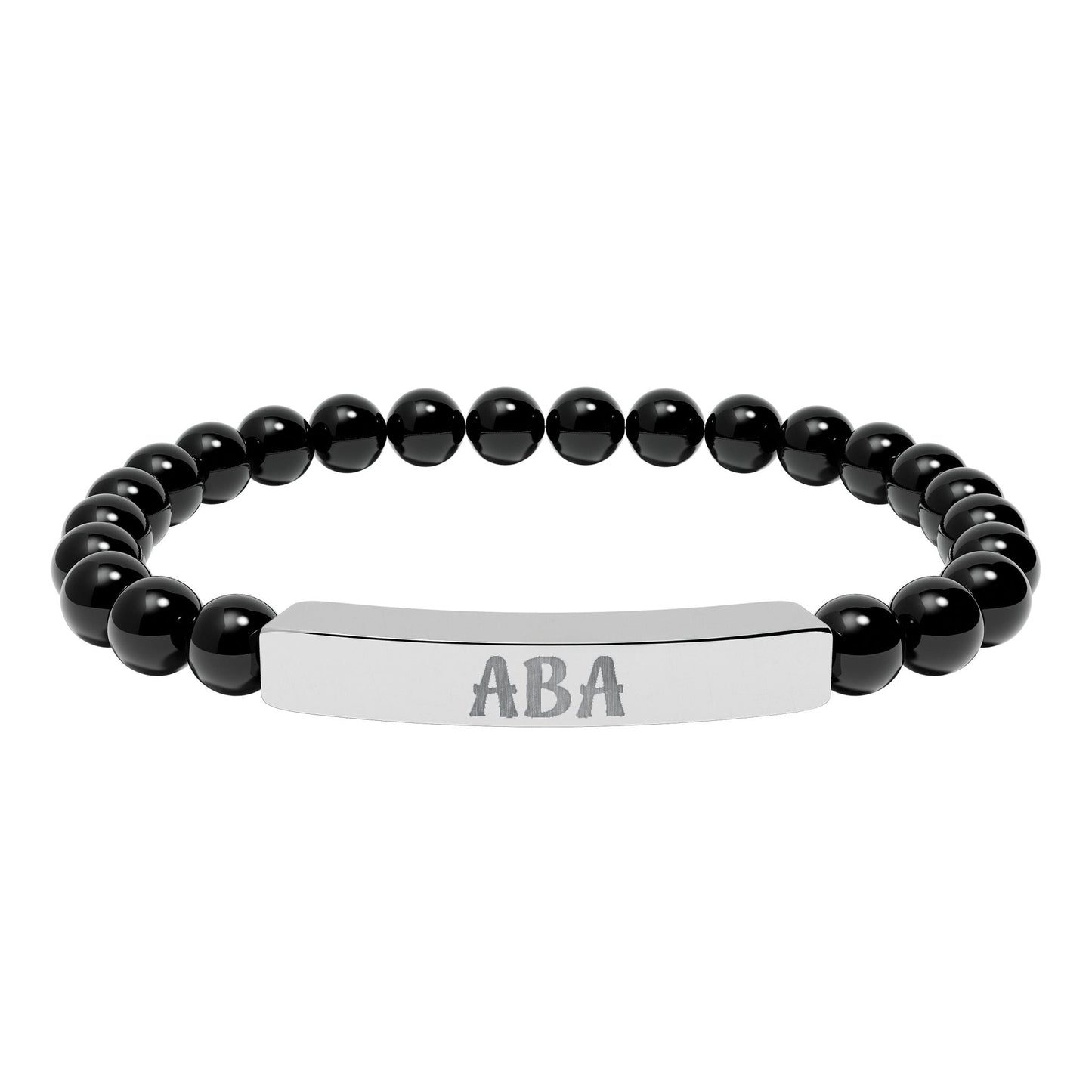 ABA Natural Stone Engraved Bar Bracelet Printify