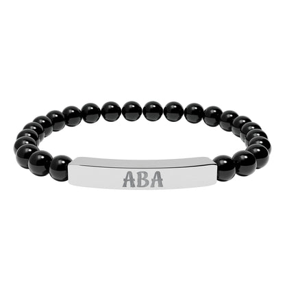 ABA Natural Stone Engraved Bar Bracelet