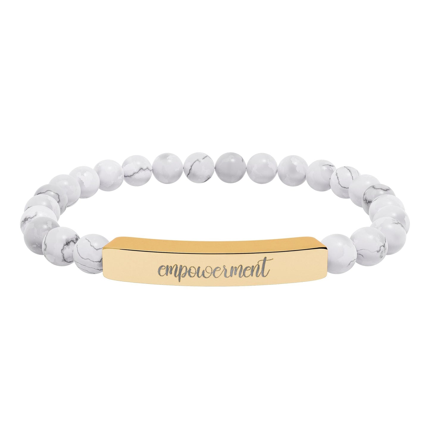 Empowerment Natural Stone Engraved Bar Bracelet Printify